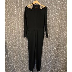 St. By Olcay Gulsen Wizzard Jumpsuit Black Cutouts Sheer Accents Women's 34
